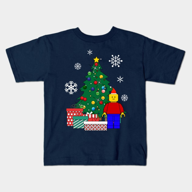 Lego Man Around The Christmas Tree Kids T-Shirt by Nova5